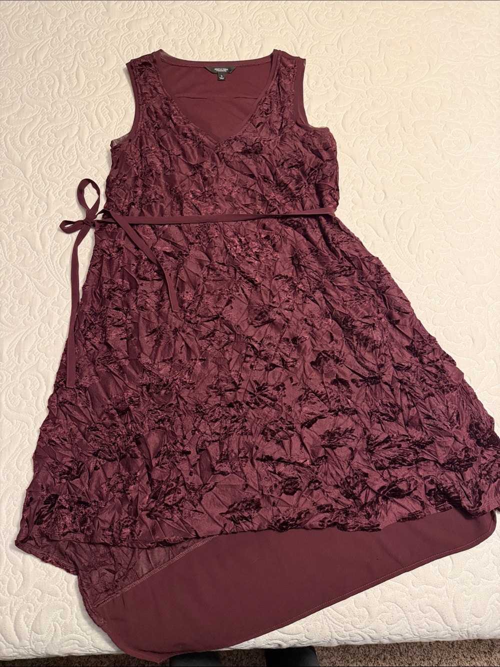 Simply Vera Vera Wang Sleeveless Crushed Wine High-Low Dress